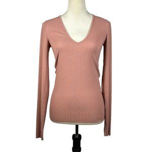 Rag & Bone Deep Vee Long Sleeve Mauve Top Women's Size Small